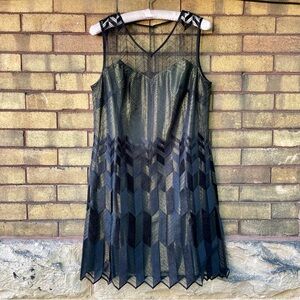 Donna Morgan Metallic Gold Shift Dress